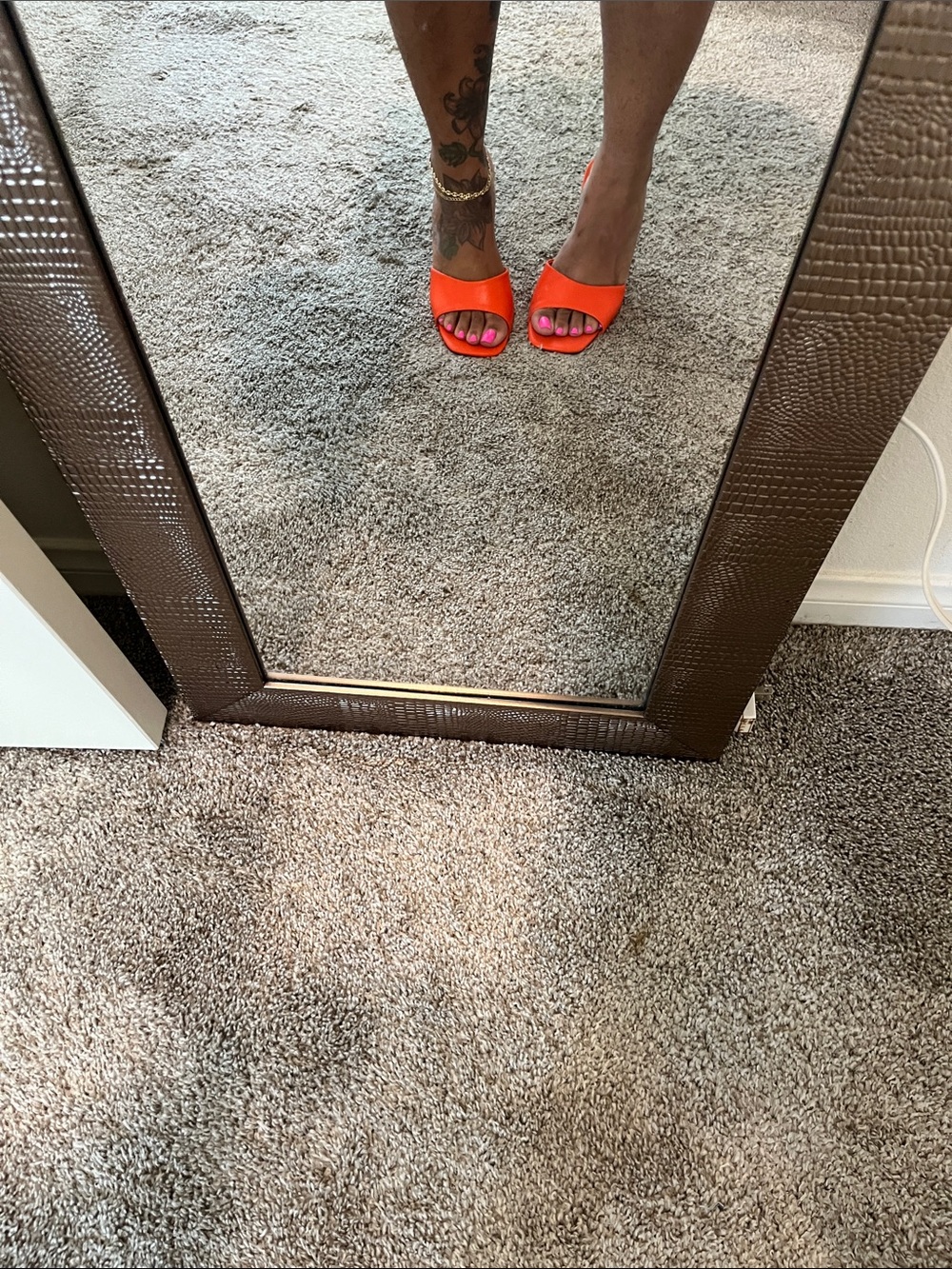 Bright Orange Slide Sandals - Open Toe